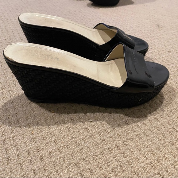 PRADA Black Wedge Sandals Size 7.5 - Picture 2 of 3